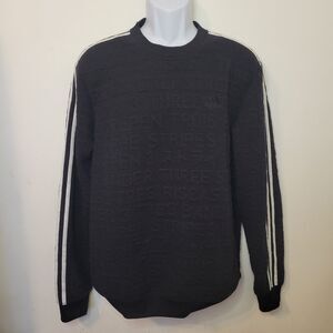 Adidas Men’s Medium Black 3-Stripes Crewneck Sweatshirt Pullover Pre-Owned